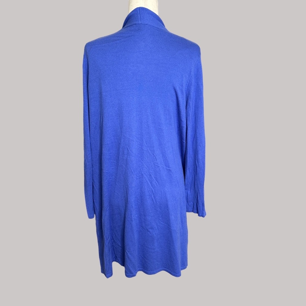 Talbots Royal Blue Open-Front Long Cardigan - Picture 4 of 8